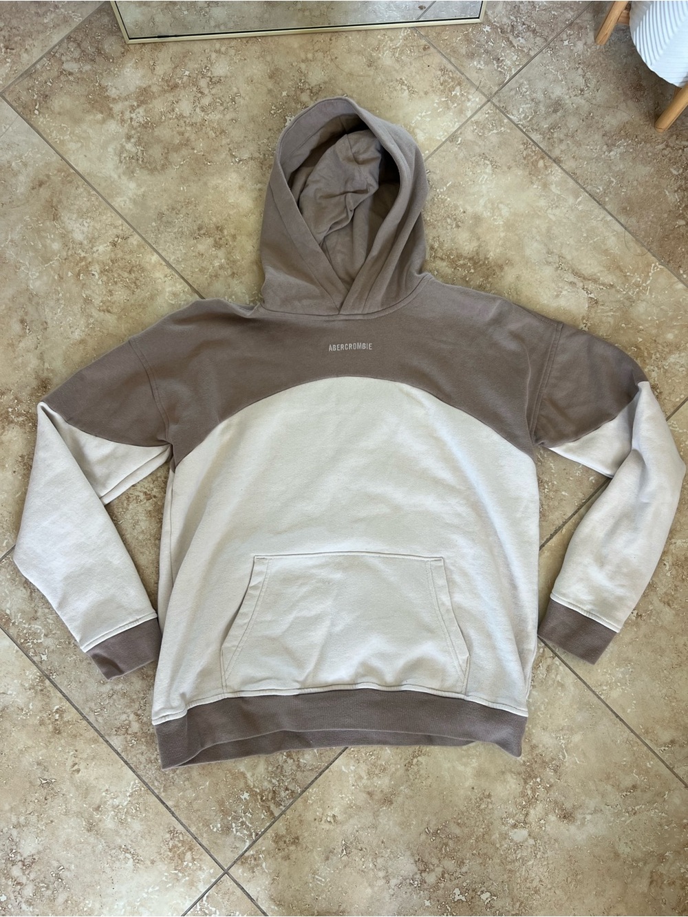 Abercrombie & Fitch Two-Tone Brown & Cream Hoodie